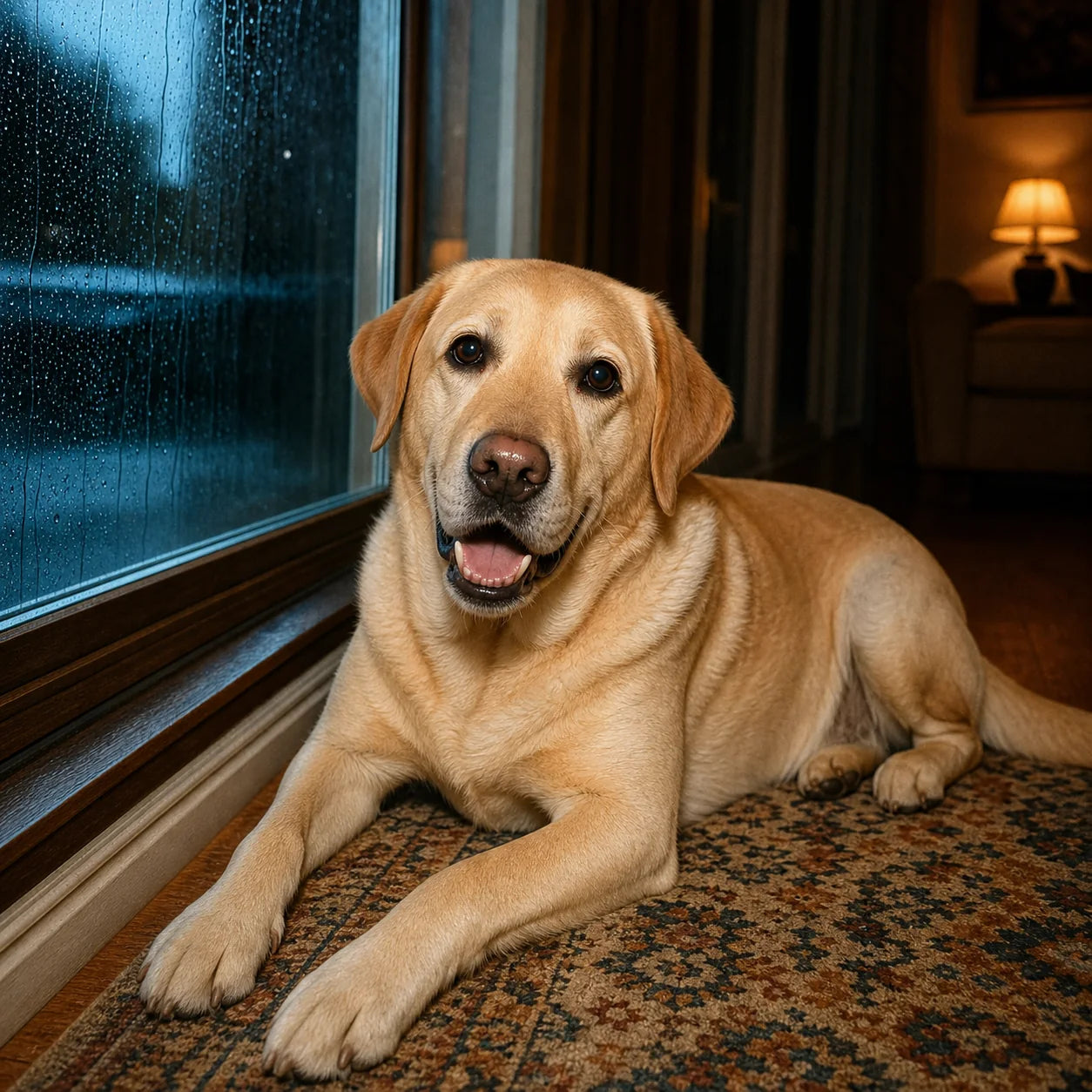 Calm dog after RevitaPaw — Thunderstorms