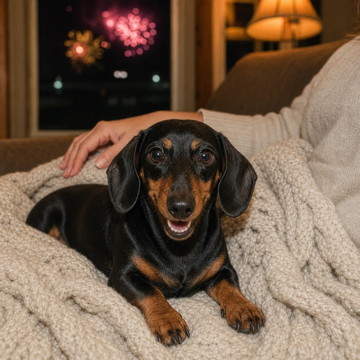 Calm dog after RevitaPaw — Fireworks