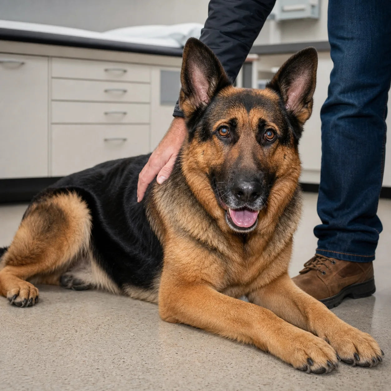 Calm dog after RevitaPaw — Vet visits