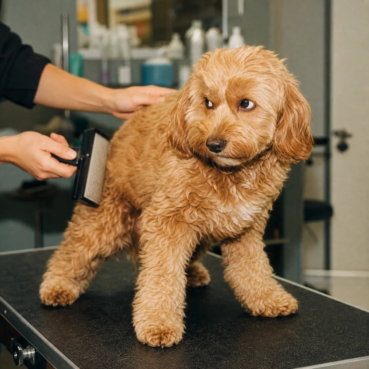 Anxious dog before RevitaPaw — Grooming