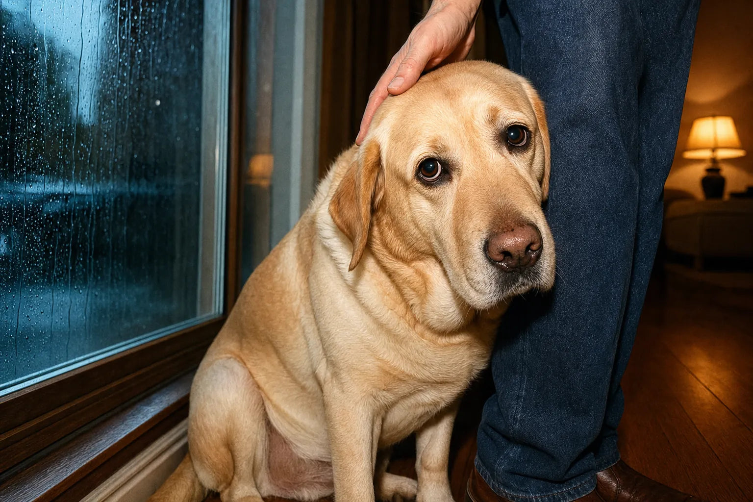 Anxious dog before RevitaPaw — Thunderstorms